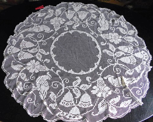 Filet spitzendecke oval - spitzendecke,